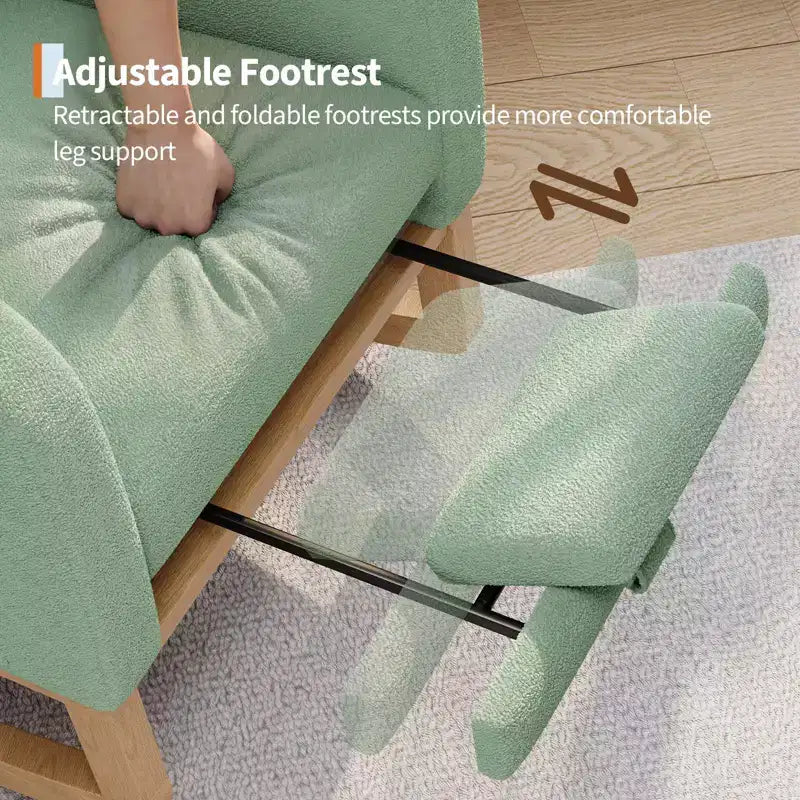 Upholstered Nursery Rocking Chair, Comfortable Cushioned Rocking Chair, with High Back & Side Pocket for Living Room Bedroom, Easy to Clean
