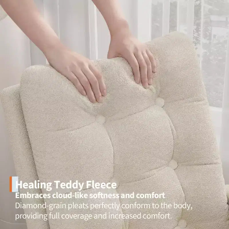Upholstered Nursery Rocking Chair, Comfortable Cushioned Rocking Chair, with High Back & Side Pocket for Living Room Bedroom, Easy to Clean