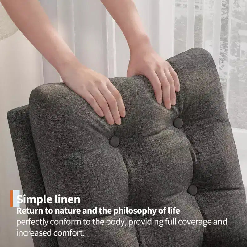 Upholstered Nursery Rocking Chair, Comfortable Cushioned Rocking Chair, with High Back & Side Pocket for Living Room Bedroom, Easy to Clean