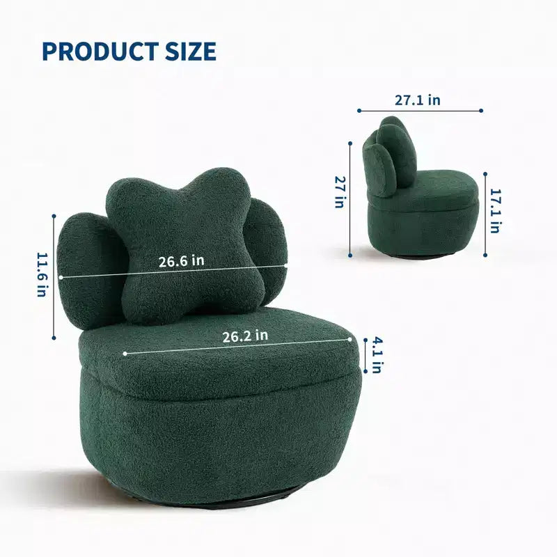 Modern 360 Swivel Lounge Armchair with Storage, Ergonomic Bucket Seat, 300 LBS Support, Easy Assembly, for Living Room, Bedroom, Office