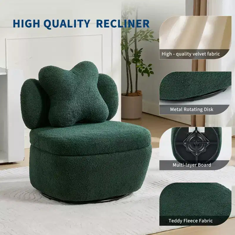 Modern 360 Swivel Lounge Armchair with Storage, Ergonomic Bucket Seat, 300 LBS Support, Easy Assembly, for Living Room, Bedroom, Office