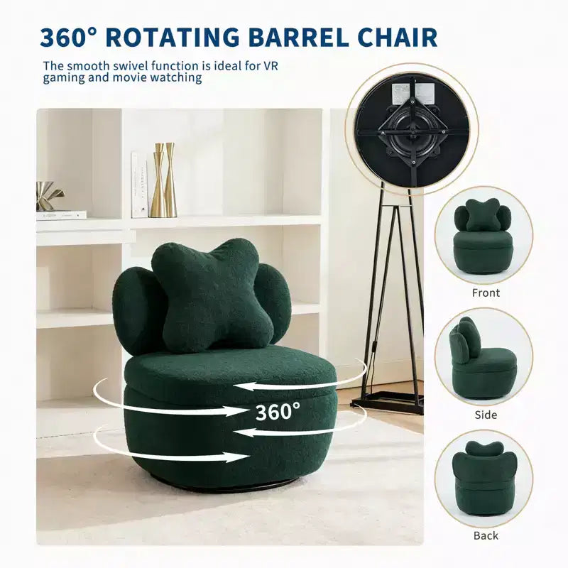 Modern 360 Swivel Lounge Armchair with Storage, Ergonomic Bucket Seat, 300 LBS Support, Easy Assembly, for Living Room, Bedroom, Office