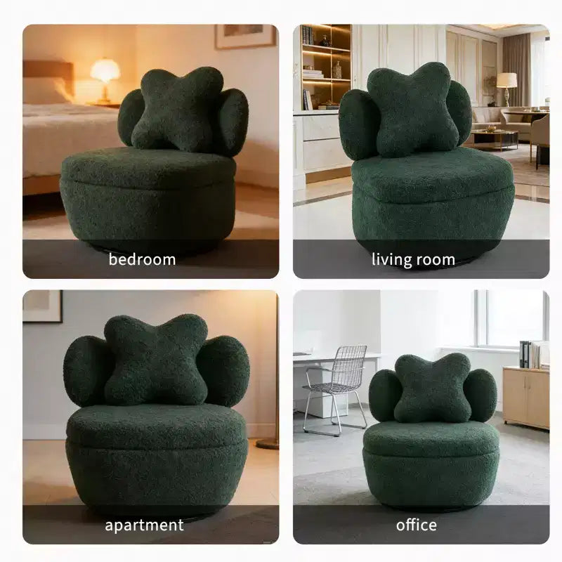 Modern 360 Swivel Lounge Armchair with Storage, Ergonomic Bucket Seat, 300 LBS Support, Easy Assembly, for Living Room, Bedroom, Office