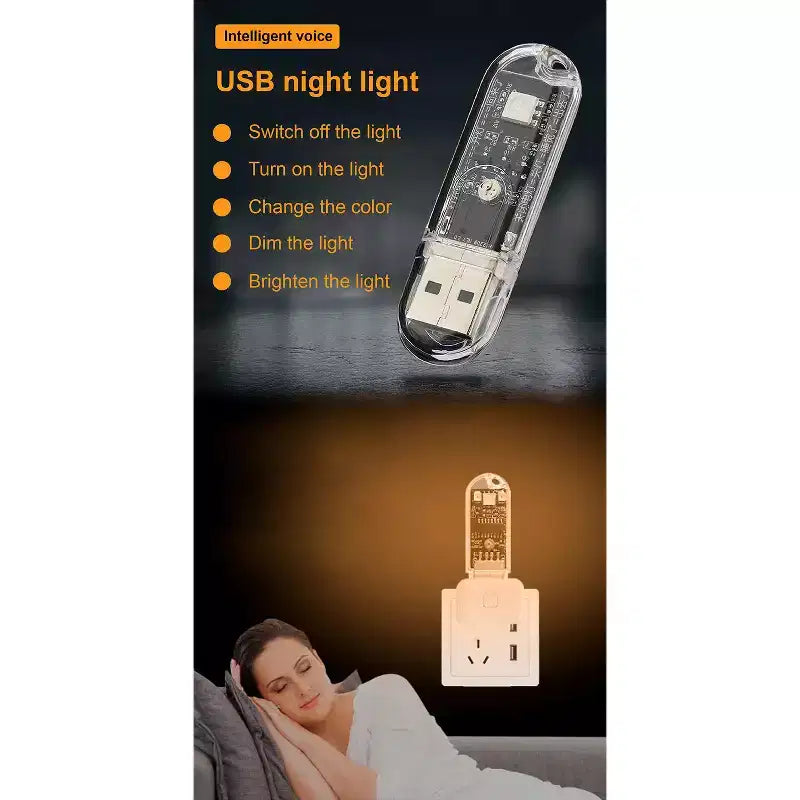 Modern Nightstand with Charging Station LED/Night Light Door Cabinet Lockable (Wood)