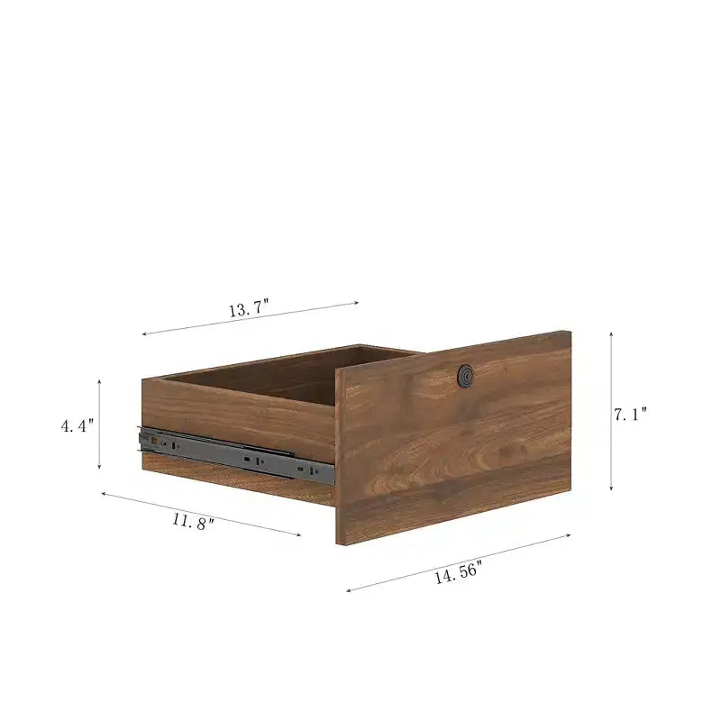 Modern Nightstand with Charging Station LED/Night Light Door Cabinet Lockable (Wood)
