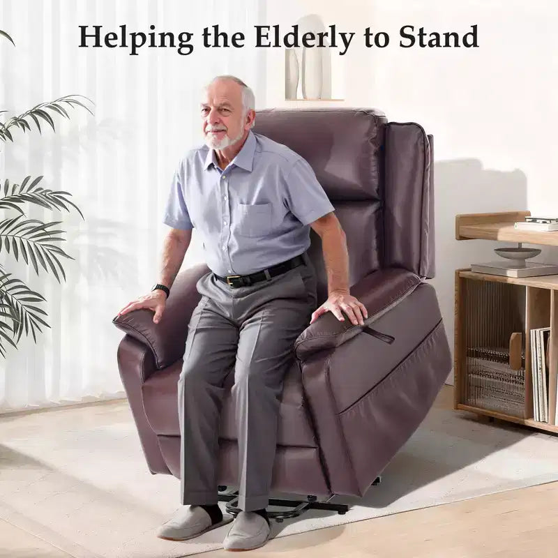 KERDOM PU Leather Electric Recliner, Living Room Style, with Side Pockets and Height Adjustment