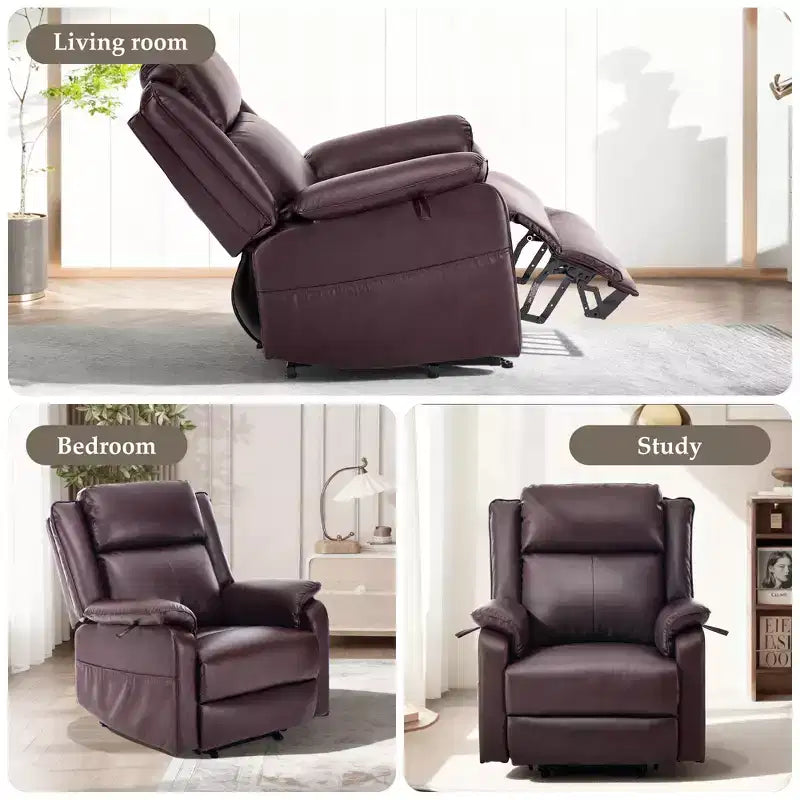 KERDOM PU Leather Electric Recliner, Living Room Style, with Side Pockets and Height Adjustment
