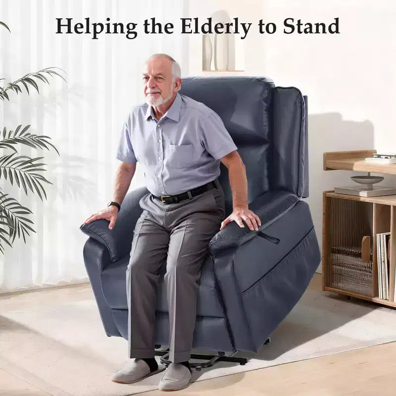 KERDOM PU Leather Electric Recliner, Living Room Style, with Side Pockets and Height Adjustment