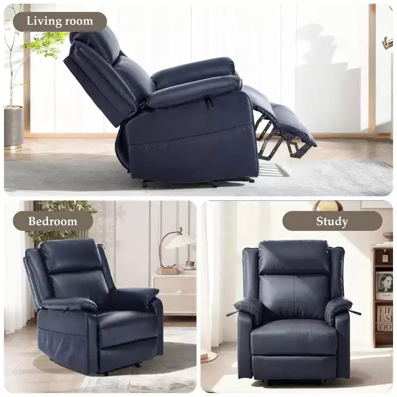 KERDOM PU Leather Electric Recliner, Living Room Style, with Side Pockets and Height Adjustment