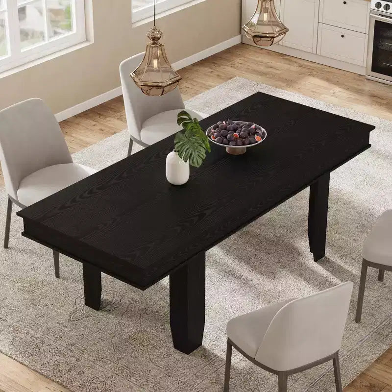 Extendable Farmhouse Dining Table for 6-10 Large 63-86.6 Rectangular Oak Kitchen Table Modern Rustic Banquet Table Sturdy Wooden Frame