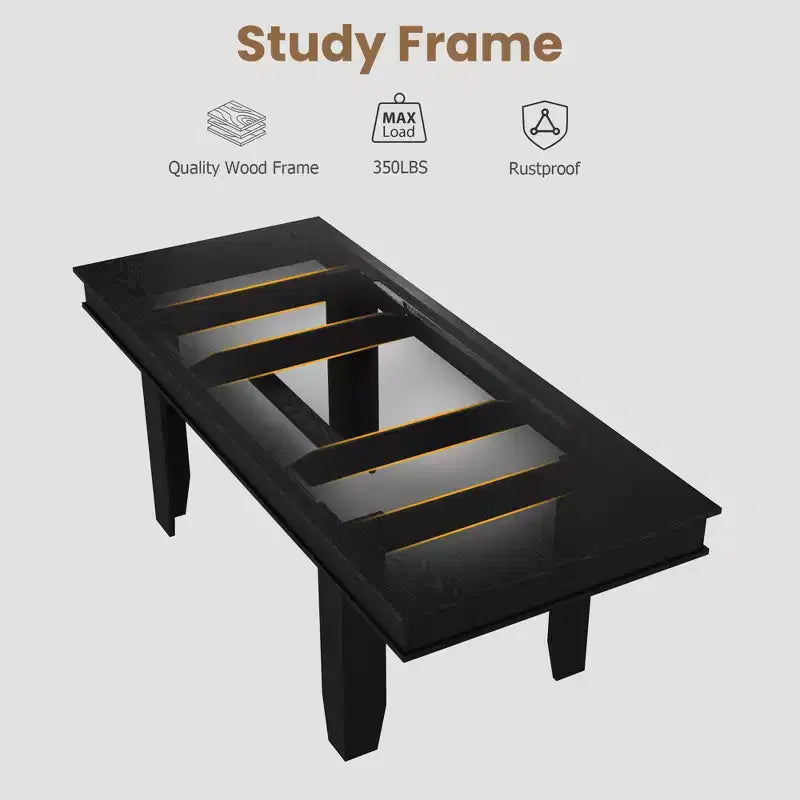 Extendable Farmhouse Dining Table for 6-10 Large 63-86.6 Rectangular Oak Kitchen Table Modern Rustic Banquet Table Sturdy Wooden Frame