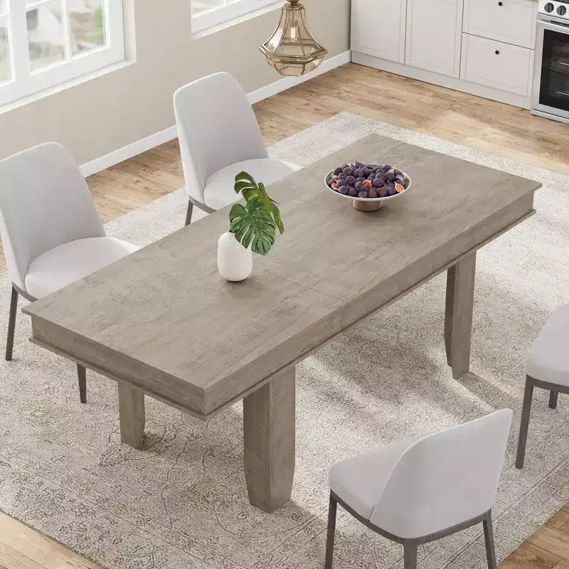 Extendable Farmhouse Dining Table for 6-10 Large 63-86.6 Rectangular Oak Kitchen Table Modern Rustic Banquet Table Sturdy Wooden Frame