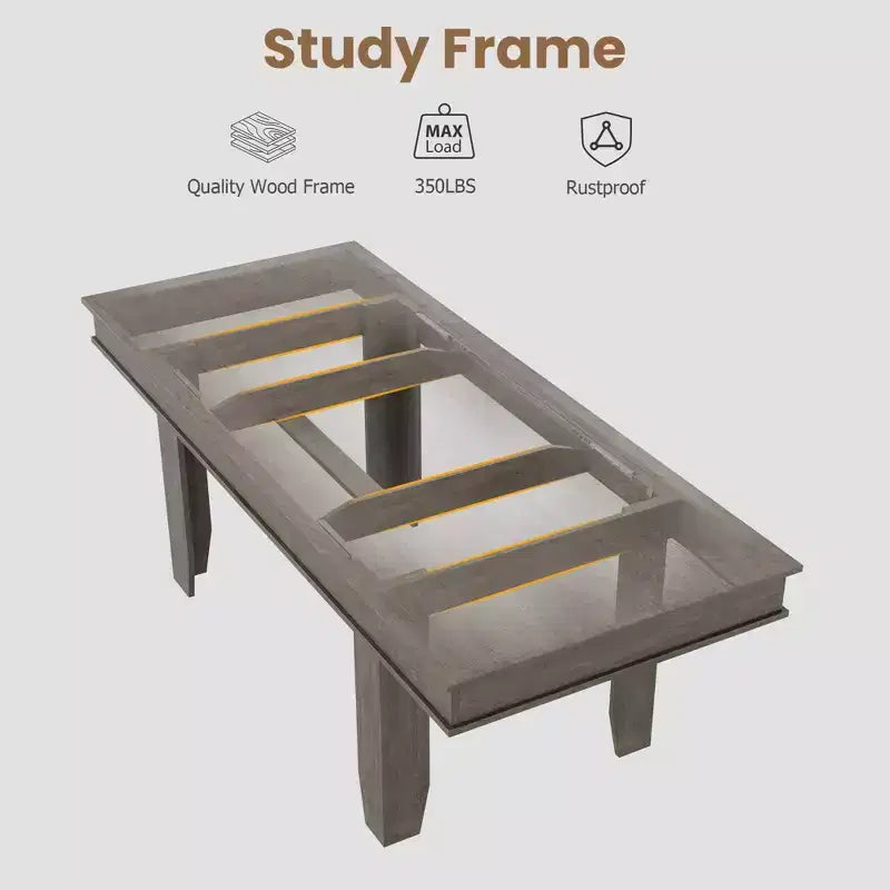 Extendable Farmhouse Dining Table for 6-10 Large 63-86.6 Rectangular Oak Kitchen Table Modern Rustic Banquet Table Sturdy Wooden Frame