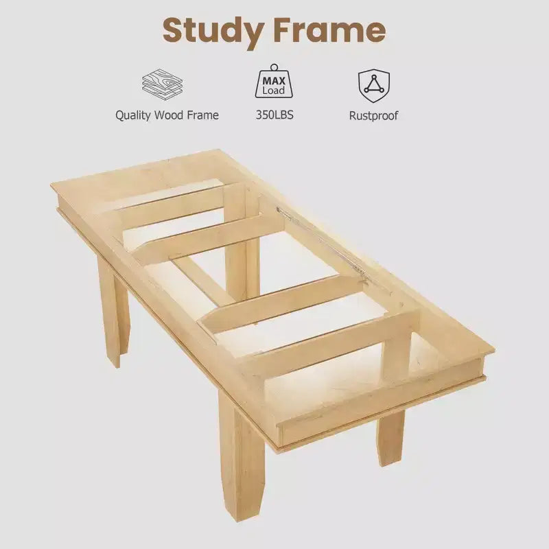 Extendable Farmhouse Dining Table for 6-10 Large 63-86.6 Rectangular Oak Kitchen Table Modern Rustic Banquet Table Sturdy Wooden Frame