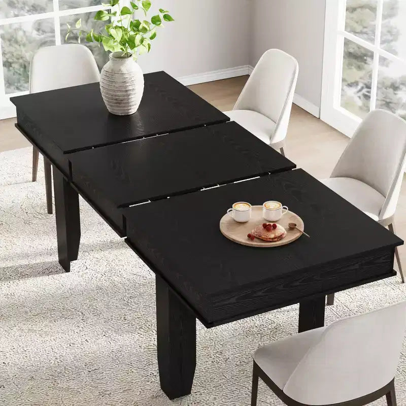 Extendable Farmhouse Dining Table for 6-10 Large 63-86.6 Rectangular Oak Kitchen Table Modern Rustic Banquet Table Sturdy Wooden Frame