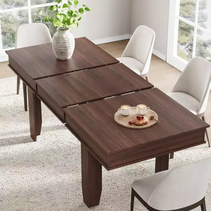 Extendable Farmhouse Dining Table for 6-10 Large 63-86.6 Rectangular Oak Kitchen Table Modern Rustic Banquet Table Sturdy Wooden Frame