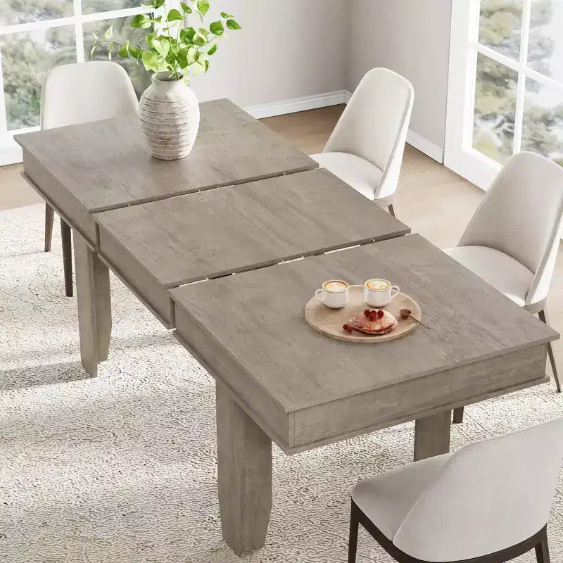 Extendable Farmhouse Dining Table for 6-10 Large 63-86.6 Rectangular Oak Kitchen Table Modern Rustic Banquet Table Sturdy Wooden Frame