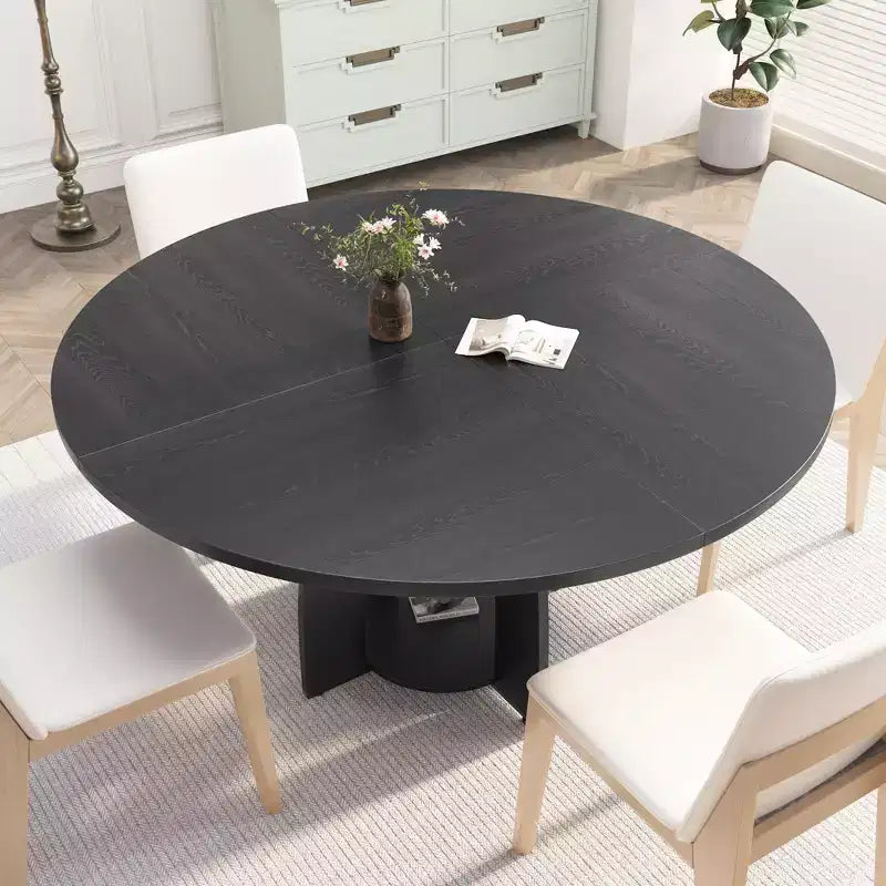 GustoWave 47 Round Dining Table with Storage Shelf, Circle Kitchen Table for 4-6