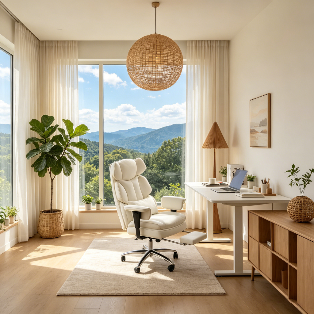 Fauteuil de bureau inclinable ergonomique : cuir PU, réglable en hauteur