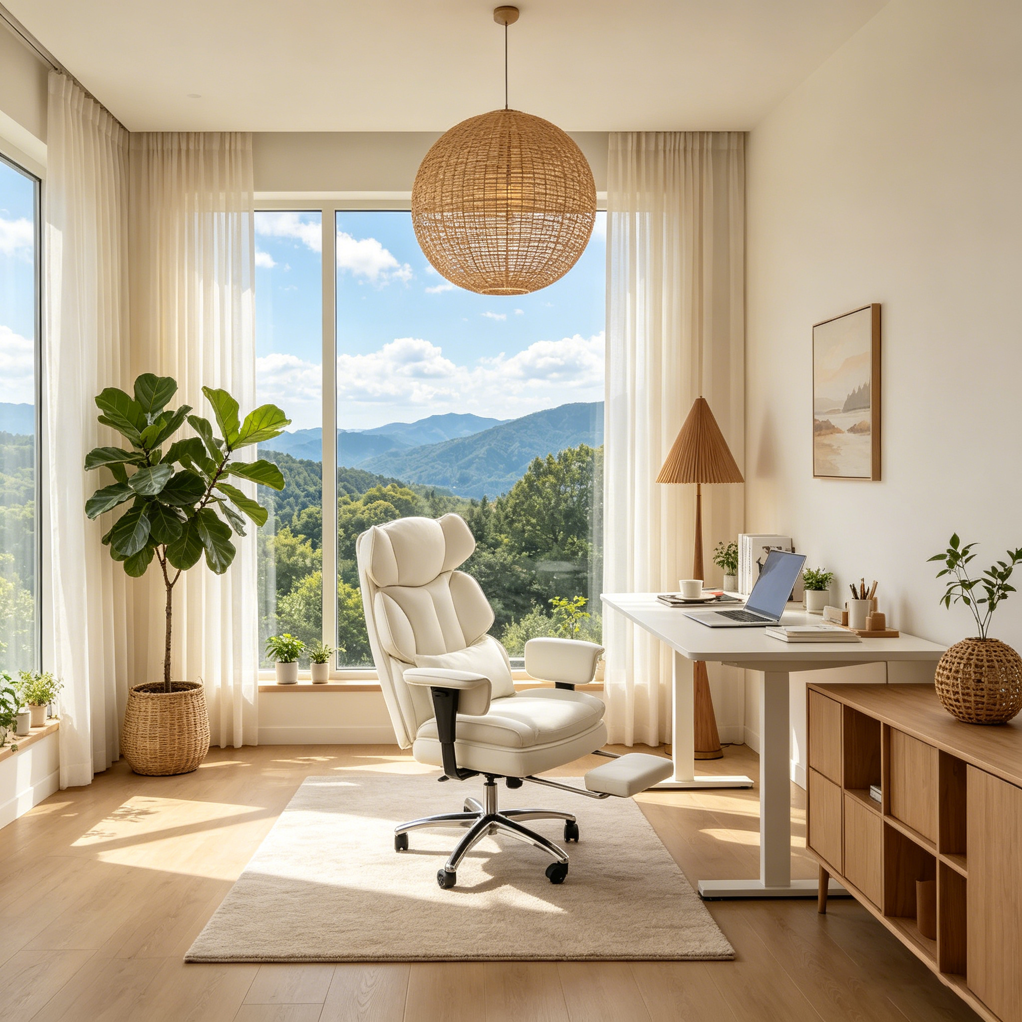 Fauteuil de bureau inclinable ergonomique : cuir PU, réglable en hauteur